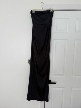 Satin Strapless Black Maxi Dress